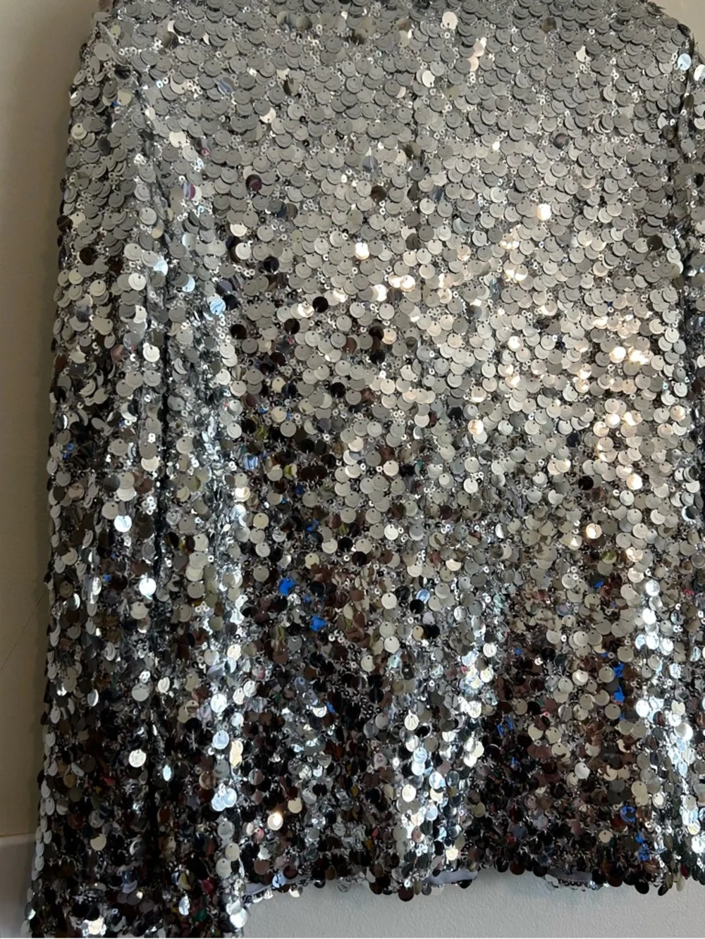 Avec Les Filles Silver Sequin Blazer Jacket - Shimmering Notch Lapel - Picture 6 of 6
